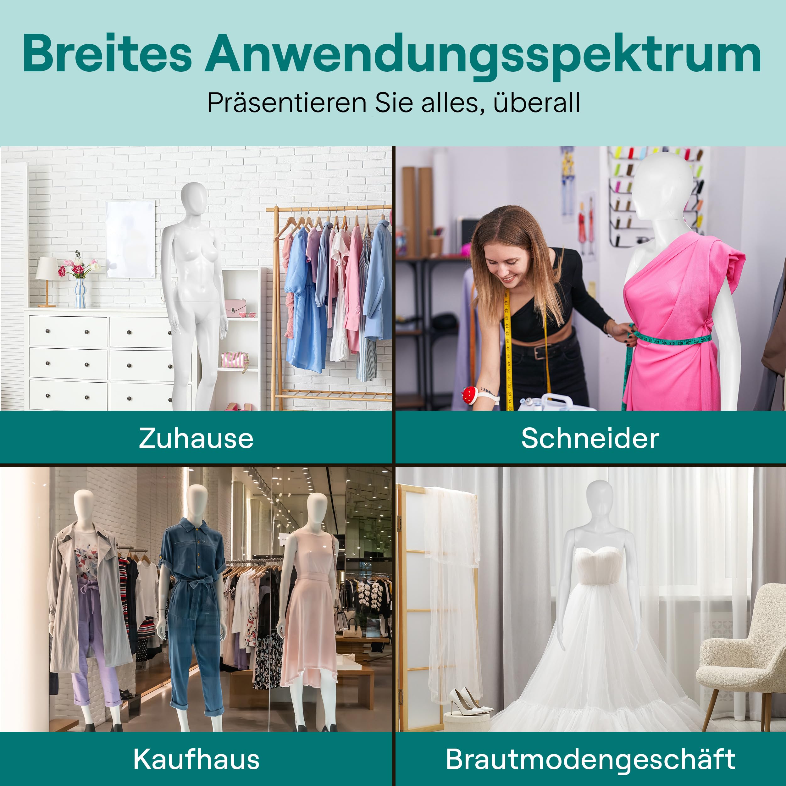 SereneLife Damen-Puppenmodell, 175 cm hoch, Realistisch, Verstellbare Arme und Beine, Drehbarer Kopf, Abnehmbarer Standfuß für Nähen