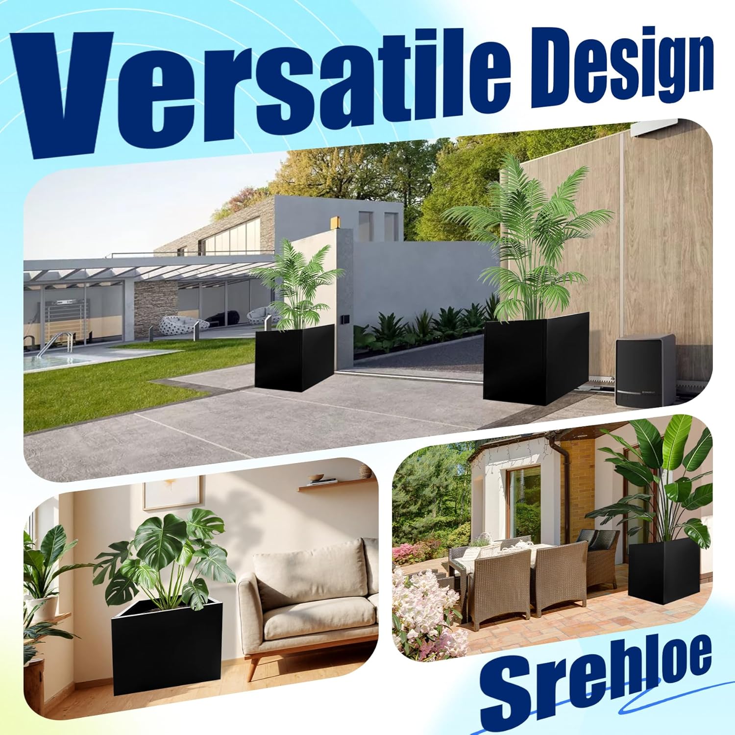 Metal Planter Box for Outdoor Plants 24" x 24" x 24" Large Square Planter Cube Steel Heavy Duty Flower Pot with Insert Shelf and Drainage Holes Suitable for Patio Yard Garden Porch Hotel