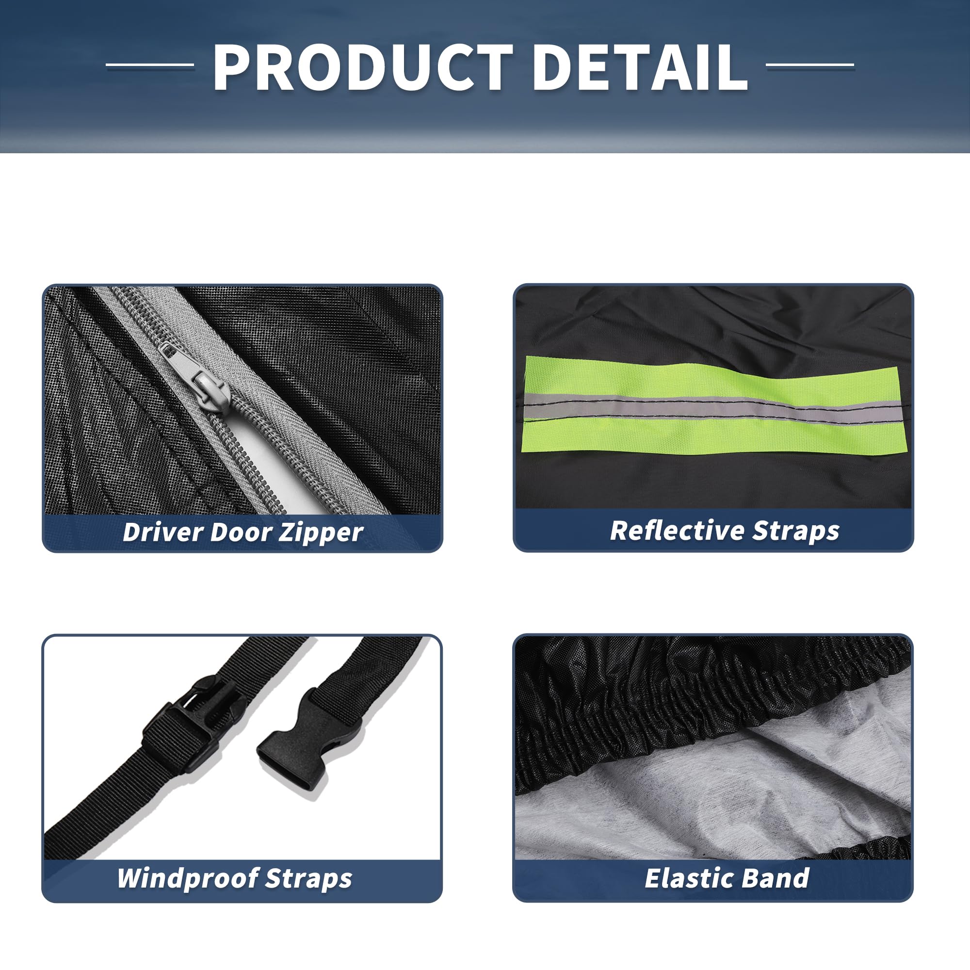 A ABSOPRO Copertura Impermeabile Per Suzuki Jimny JB64W/JB74W | Colore Nero, Materiale Alluminio E Cotone, 385x148x160cm, Antivento, Traspirante, Per Esterni, Fibbia Inferiore Antivento
