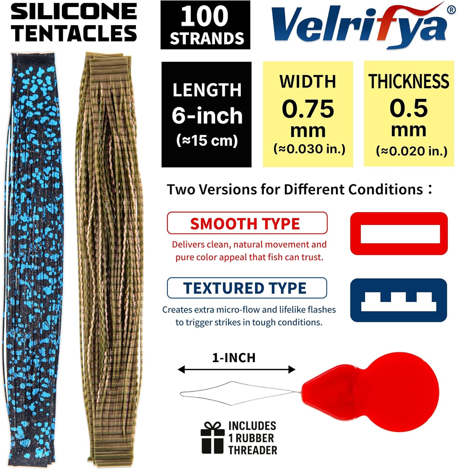 Silicone Skirt Tabs & Tentacle Strands Set for Dice Lure Builds, Japanese-Style Rubber Legs DIY Kit for Soft Baits, with Threader Tool, Fishing Lure Material for Jig Skirts