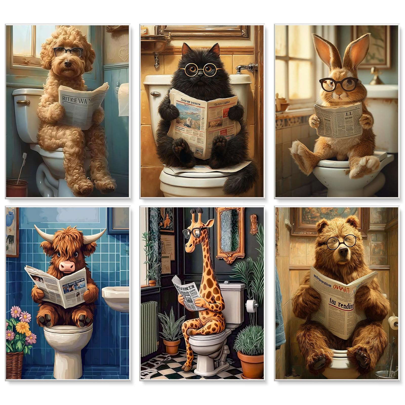 Fountor 6 Pack Animals Paint by Numbers for Adults Canvas Without Frame, DIY Dog Painting by Numbers for Adults, Acrylic Paint Kit Arts and Crafts Adult Beginners for Home Wall Decor Gift 25x35cm โ image 1