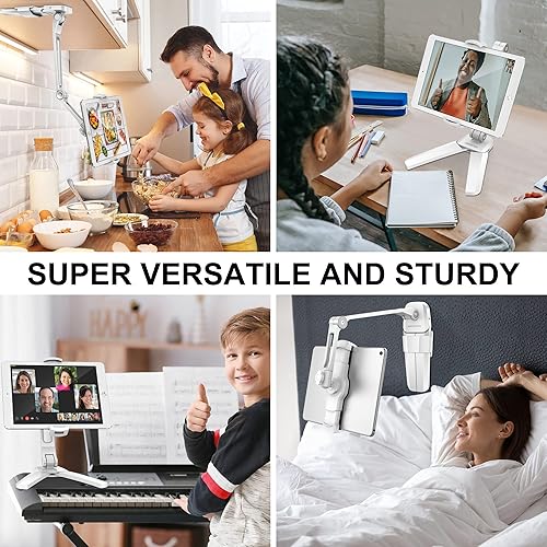 Miniatura 5 de AboveTEK Soporte para iPad Debajo del Gabinete, 3 en 1 Highflex 360° Soporte de Pared para iPads para Cocina, Soporte de Tableta para Techo Debajo
