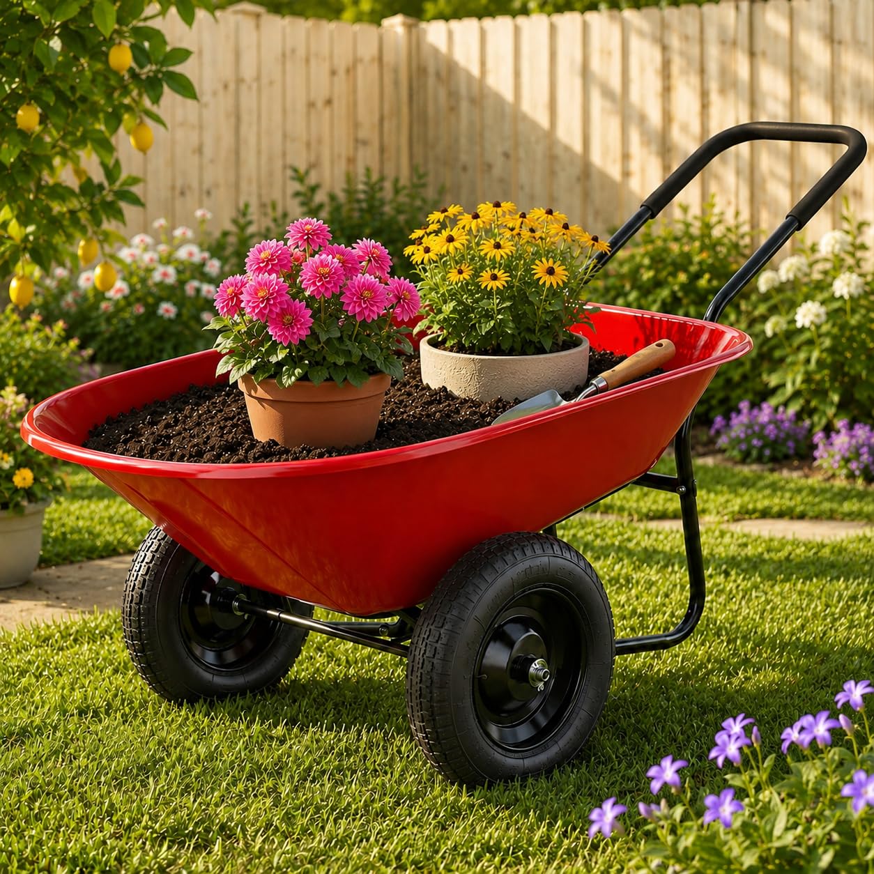 ARNOT Enlarged Dual-Wheel Wheelbarrow