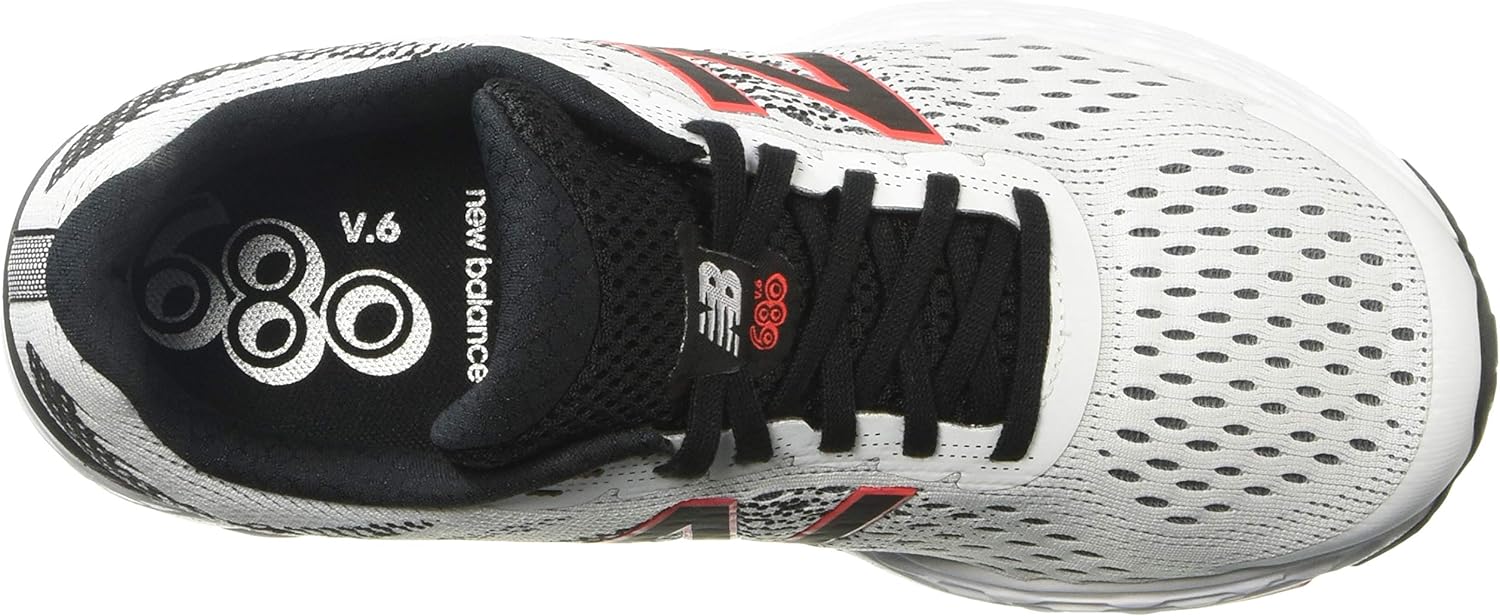 New Balance Men's 680v6 Cushioning Running Shoe 8.5 White/Black/Energy Red