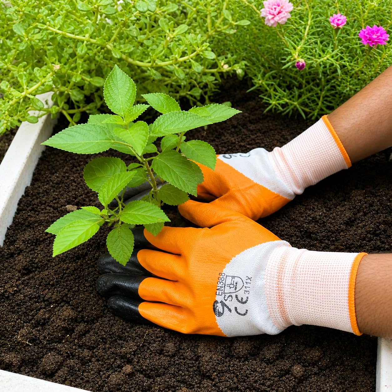 Bindian Gardening Gloves, Orange, Crinkle-Finish Fabric, Breathable, Anti-Slip, for Digging, Weeding & Plant Care (Pack of 1)-picture-31