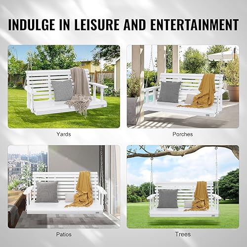 Miniatura 6 de VEVOR Columpio de madera para porche de 4.5 pies, columpio para patio y jardín, capacidad de carga fuerte mejorada de 880 libras, banco de silla