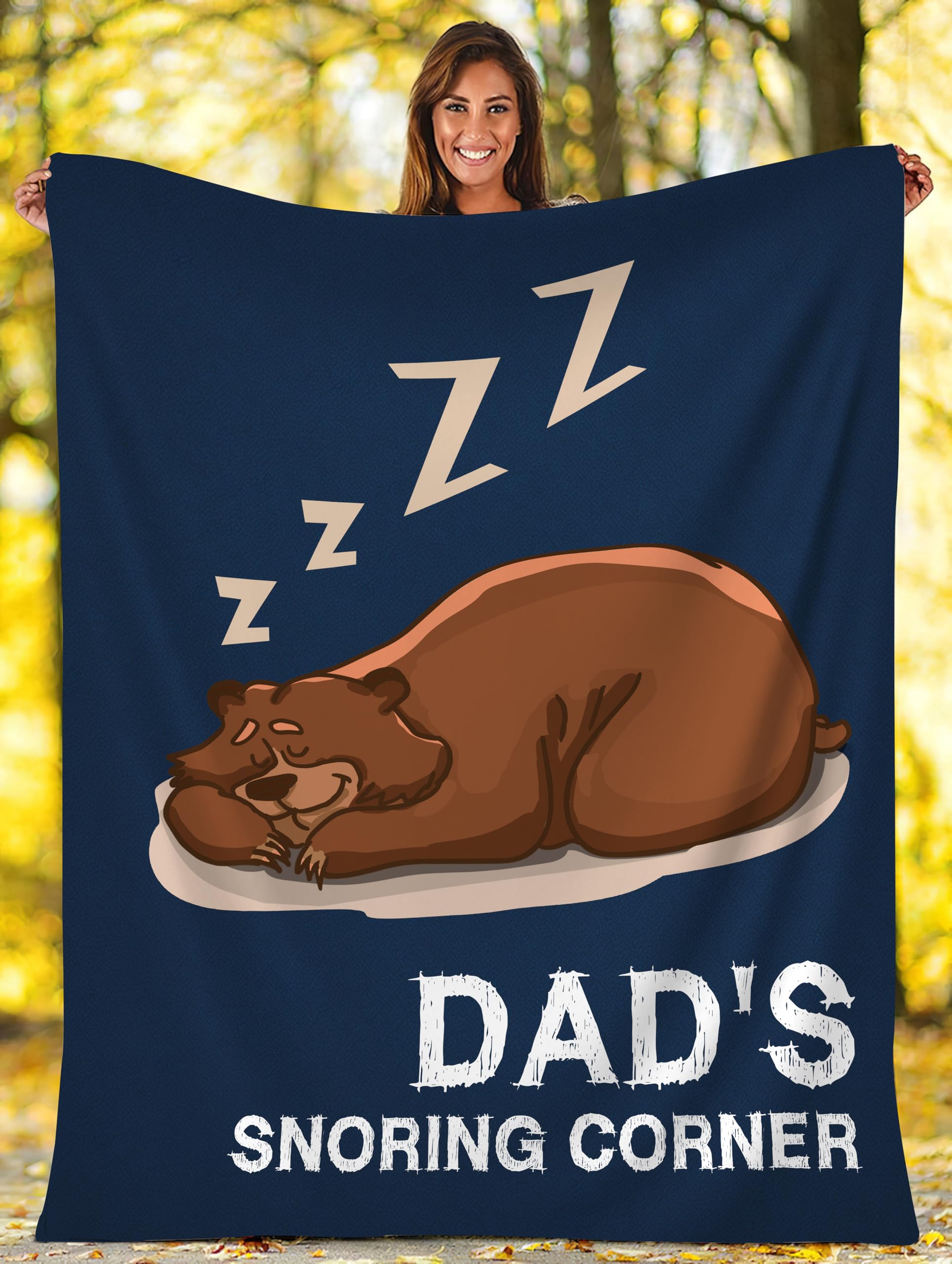 Tarrapu Dad's Snoring Corner Fleece Blanket - Perfect Birthday, Christmas, Father's Day Gift From Son or Daughter - Cozy for Dads From Kids, Blue, Full XL