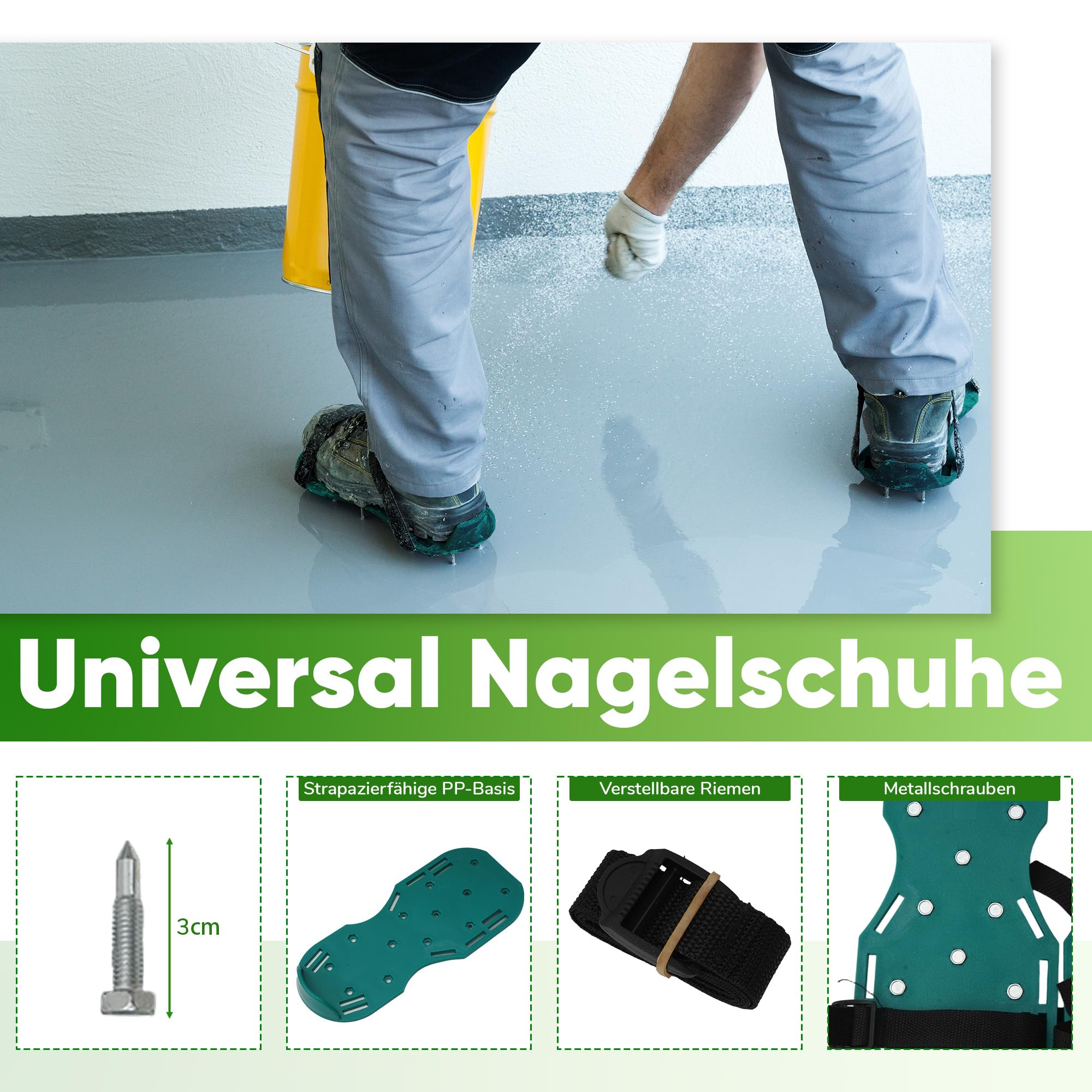 Bodenbeschichtungs-Set, verstellbarem Teleskopstiel von 42-162 cm, vertikalem Spachtel, 56 cm großflächiger Spachtel mit Nylonstollen und Roller, Reinigungsset für Wand- und Bodenbearbeitung