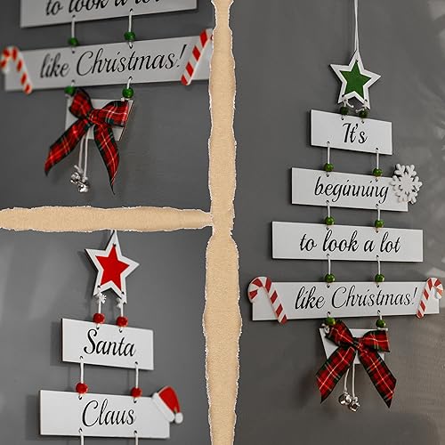 Miniatura 7 de Decoraciones navideñas de madera de alta calidad, decoración grande para colgar en interiores para puerta, pared y casa de campo