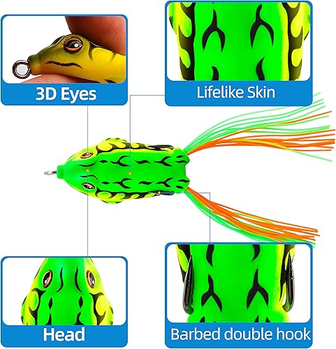 Miniatura 5 de Rikiamru Señuelos de pesca de rana suave cebo para lucio, cabeza de serpiente, trucha, agua salada, Swimbait
