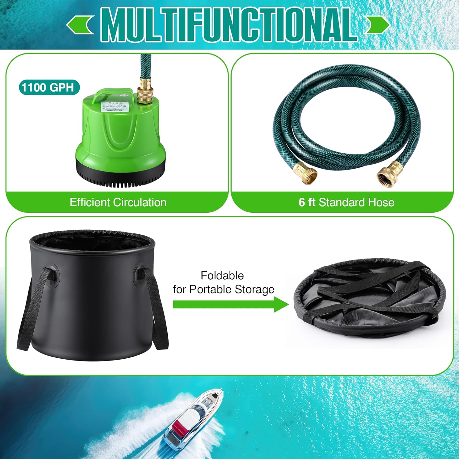 Dreyoo Boat Winterizing Kit and RV Winterizing Kit with 1/6HP Pump, 5 Gallon Pail, 5.9 FT Hose, for Marine Engines, Outboard Motors, RVs, Campers, and Winterization Flushing (Antifreeze Not Included)