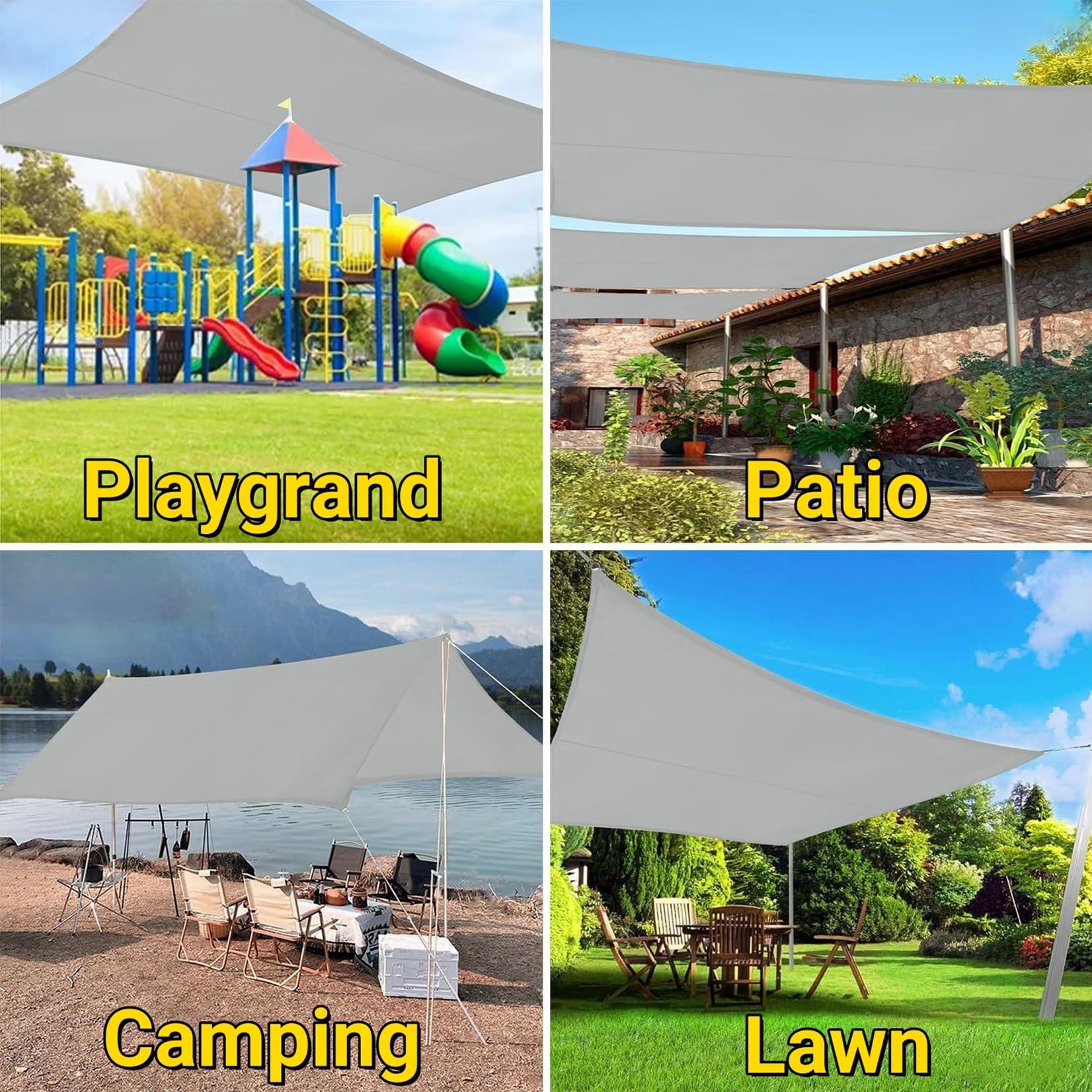 Tenda A Vela Rettangolare 244x305 Cm (8'x10') Bianca - Grado Commerciale, Rete Anti-UV In HDPE, Con Anelli In Acciaio Inox, Per Giardino, Terrazzo, Piscina