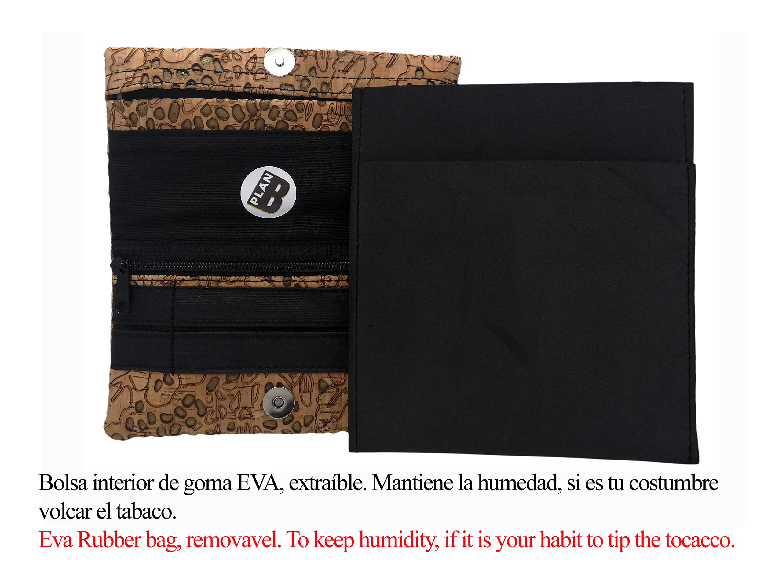 Plan B, Portasigarette Tabacco Trinciato, Yolo Baco, 16 x 8.5 cm, 50 g, con Borsa in Gomma EVA, Sughero Marrone