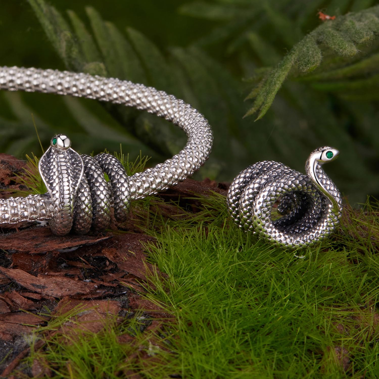 Ciondolo a forma di serpente, in vero argento Sterling 925, compatibile con la maggior parte dei braccialetti