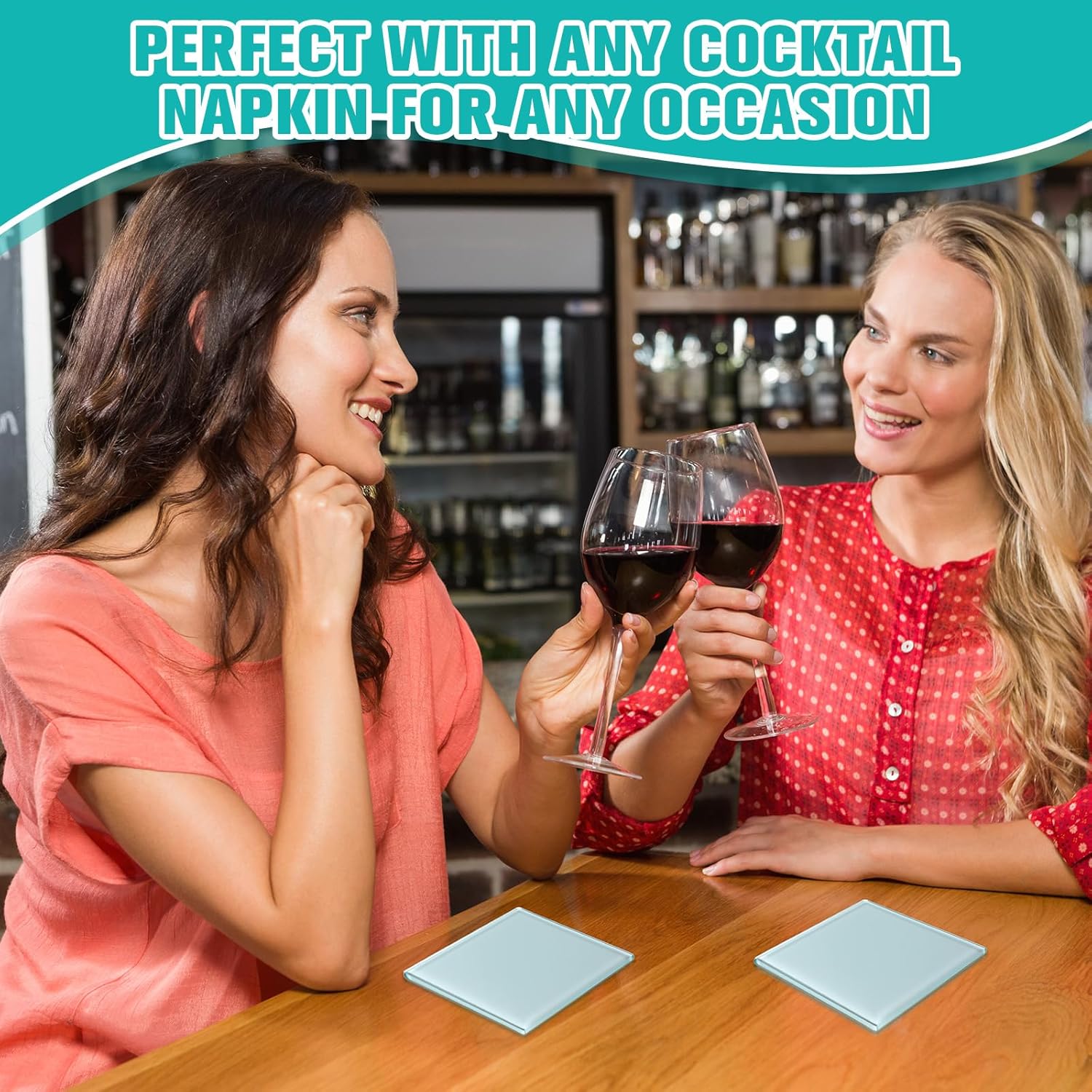 LemonRoad 12 Pcs Sublimation Blank Glass Coasters, 3.9 Inch Square DIY Photo Glass Drink Coasters with Foot Pads for Mugs, Cups, Dining Tables, Office, Kitchen, Home and Parties