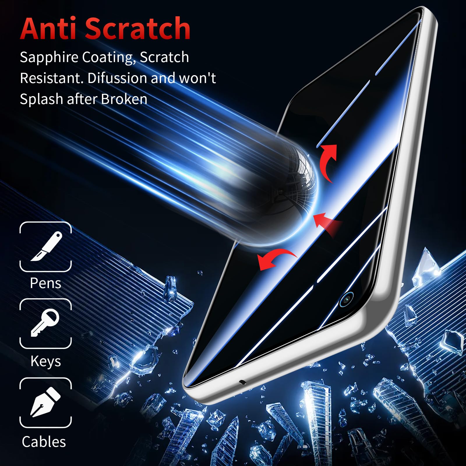 Zerrshoo Vetro Temperato Privacy Per Xiaomi Mi 11 Lite - Protezione Schermo Anti-Spia 9H + Vetro Per Fotocamera, Confezione 1+2 - 3
