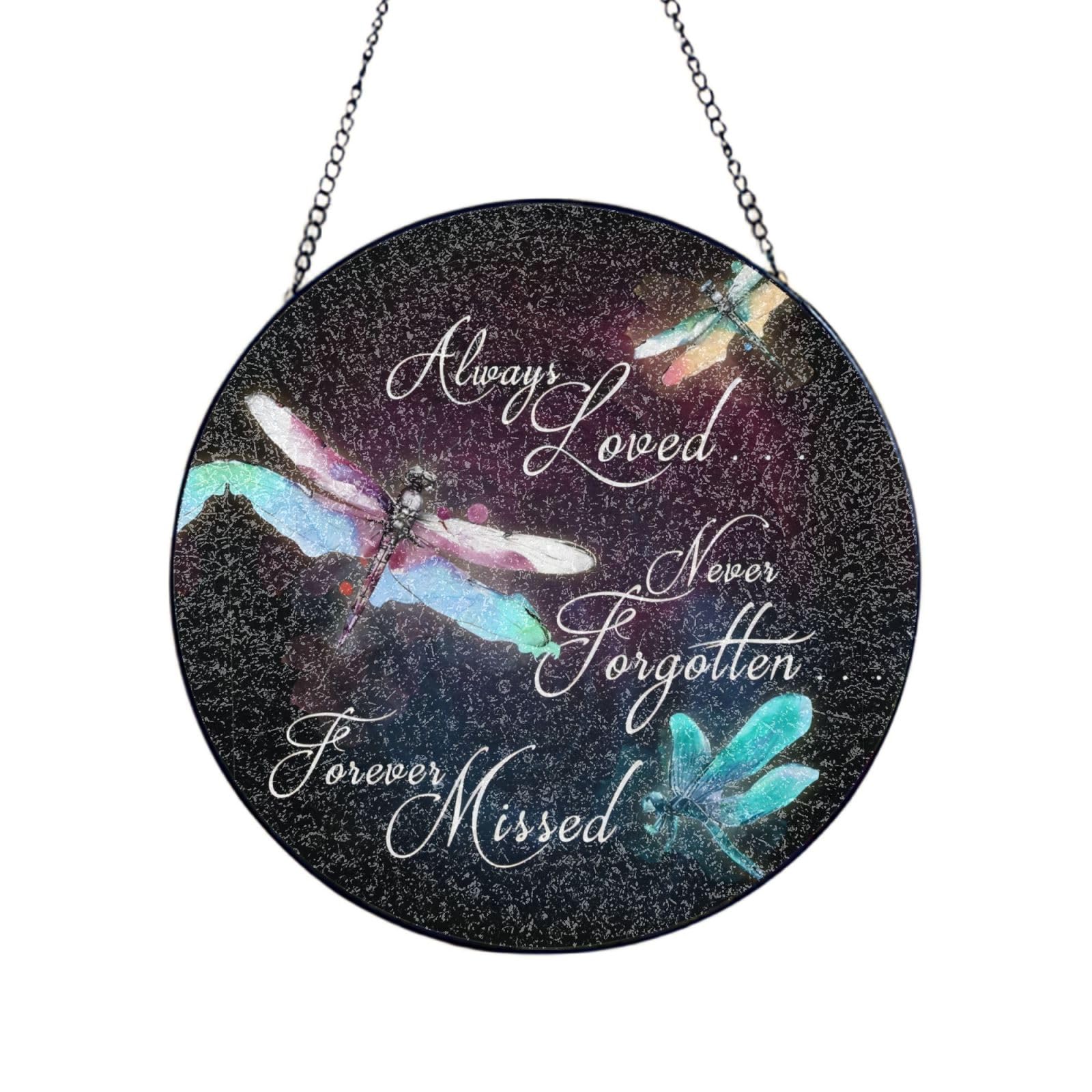 Phayah Colorful Dragonfly Print Glass Window Hanging Sun Catchers Suncatcher Decor For Birthday For Home Garden Porch 12in（30cm）