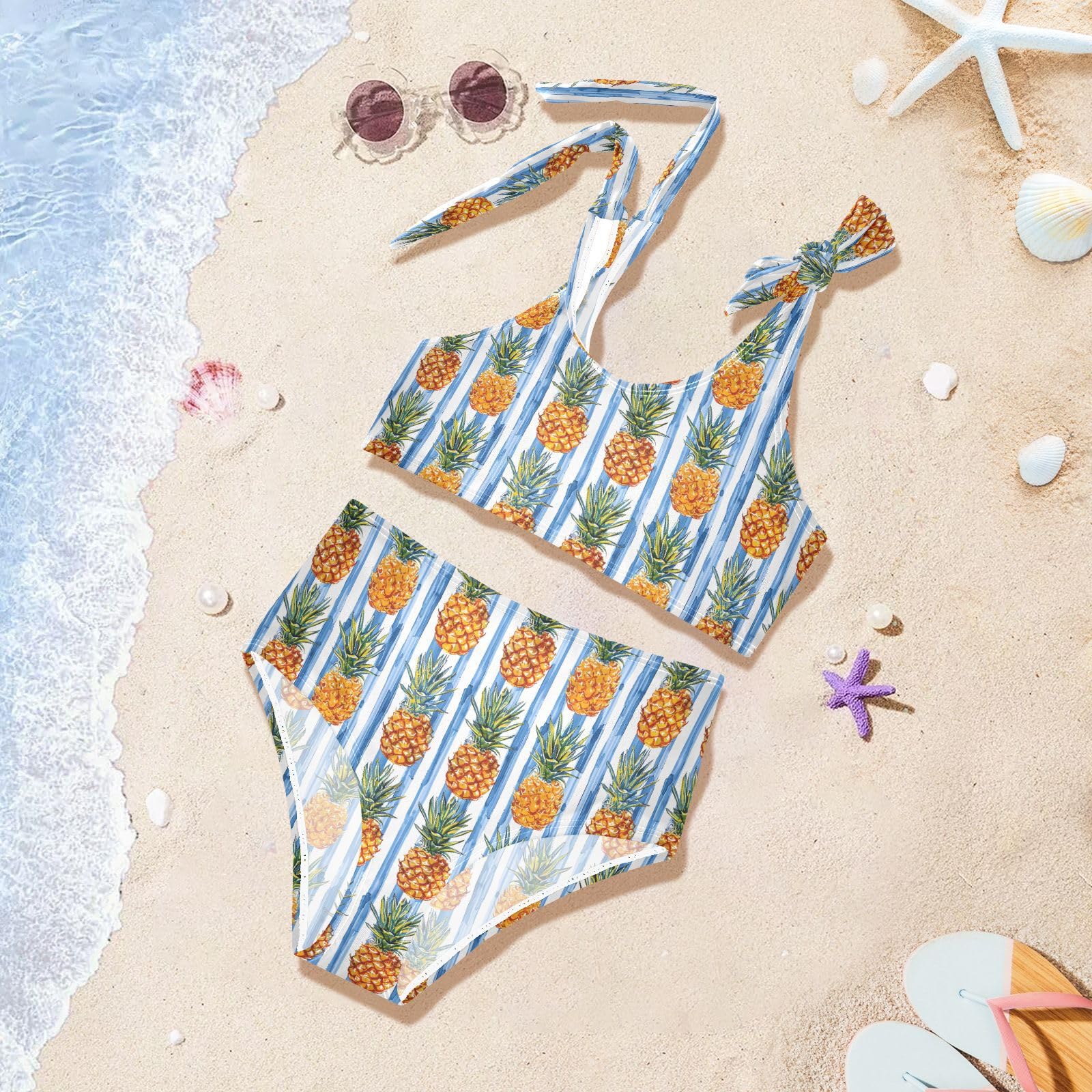 Pineapples Girls Two Piece Tankini Swimsuits Summer Bathing Suit Beach Swimwear Set, 4T