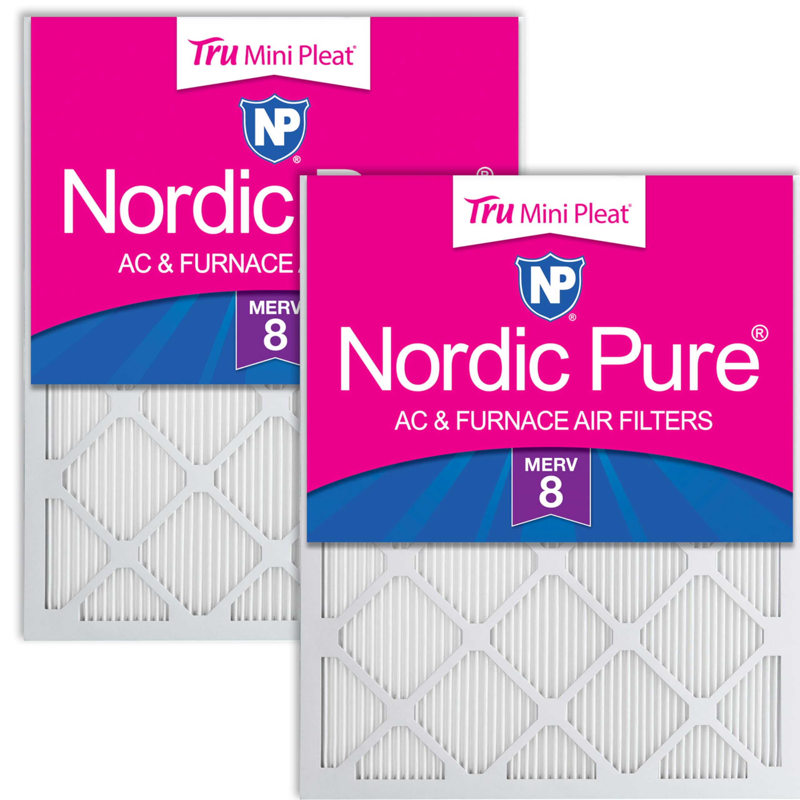 Nordic Pure 10x20x1 Tru Mini Pleat MERV 8 AC Furnace Air Filters 2 Pack