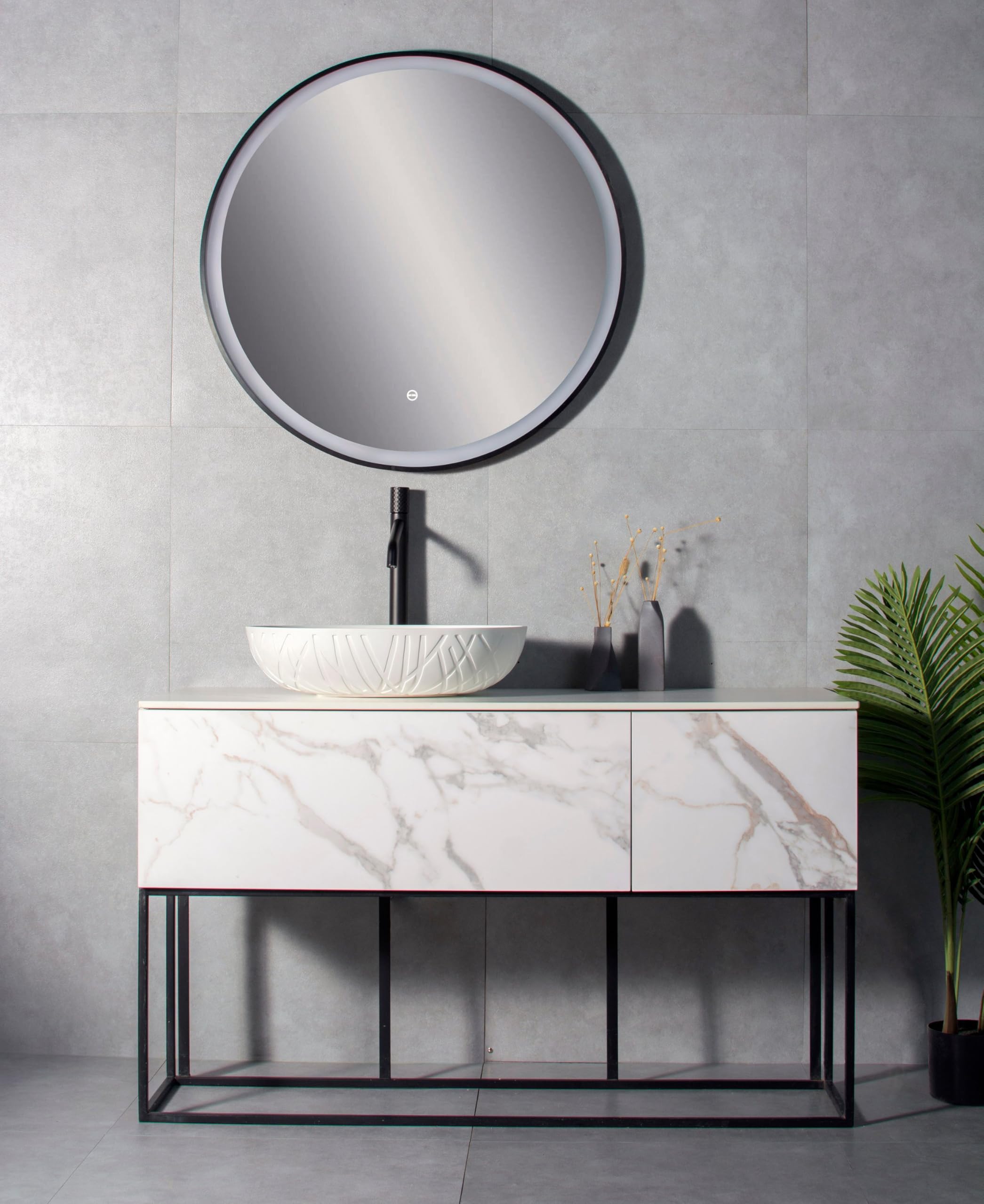 Lavabo di appoggio LEO in colata minerale (Solid Stone) - 50 x 40 x 12 cm - Bianco opaco, Con piletta Pop-up