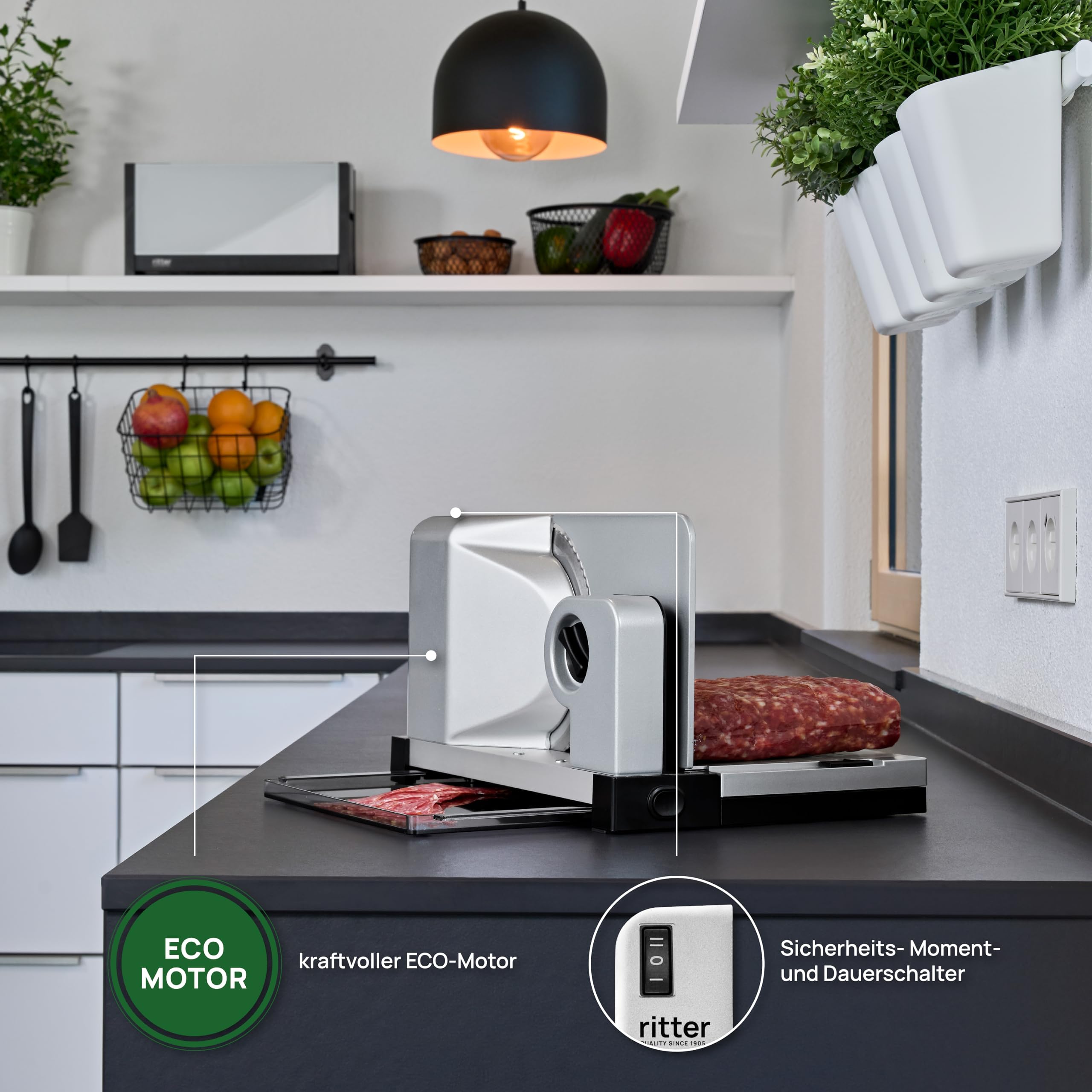 Ritter Icaro 5 Klappbarer Elektrischer Allesschneider Brotschneidemaschine aus Metall Made in Germany