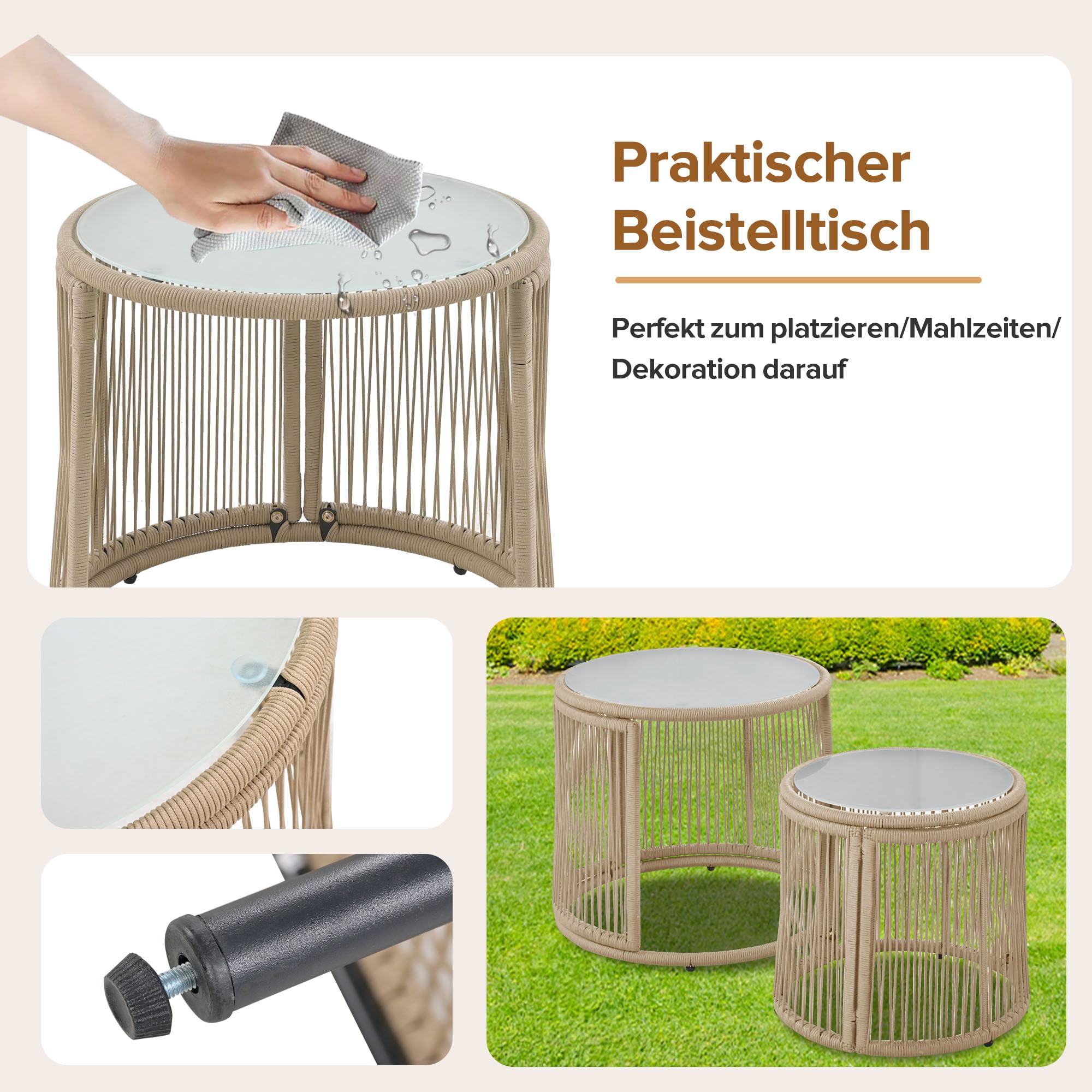 Tavolo Da Esterno Set Giardino In Ferro E Corda Pezzi (2