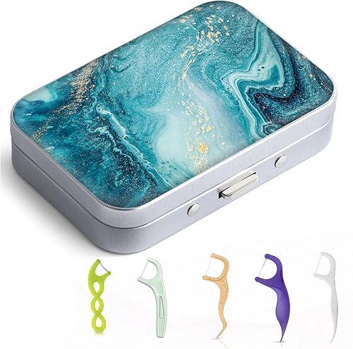 Estuche portátil de hilo dental, fácil de almacenar púas de hilo dental de varios tamaños, dispensador de hilo dental portátil es perfecto para