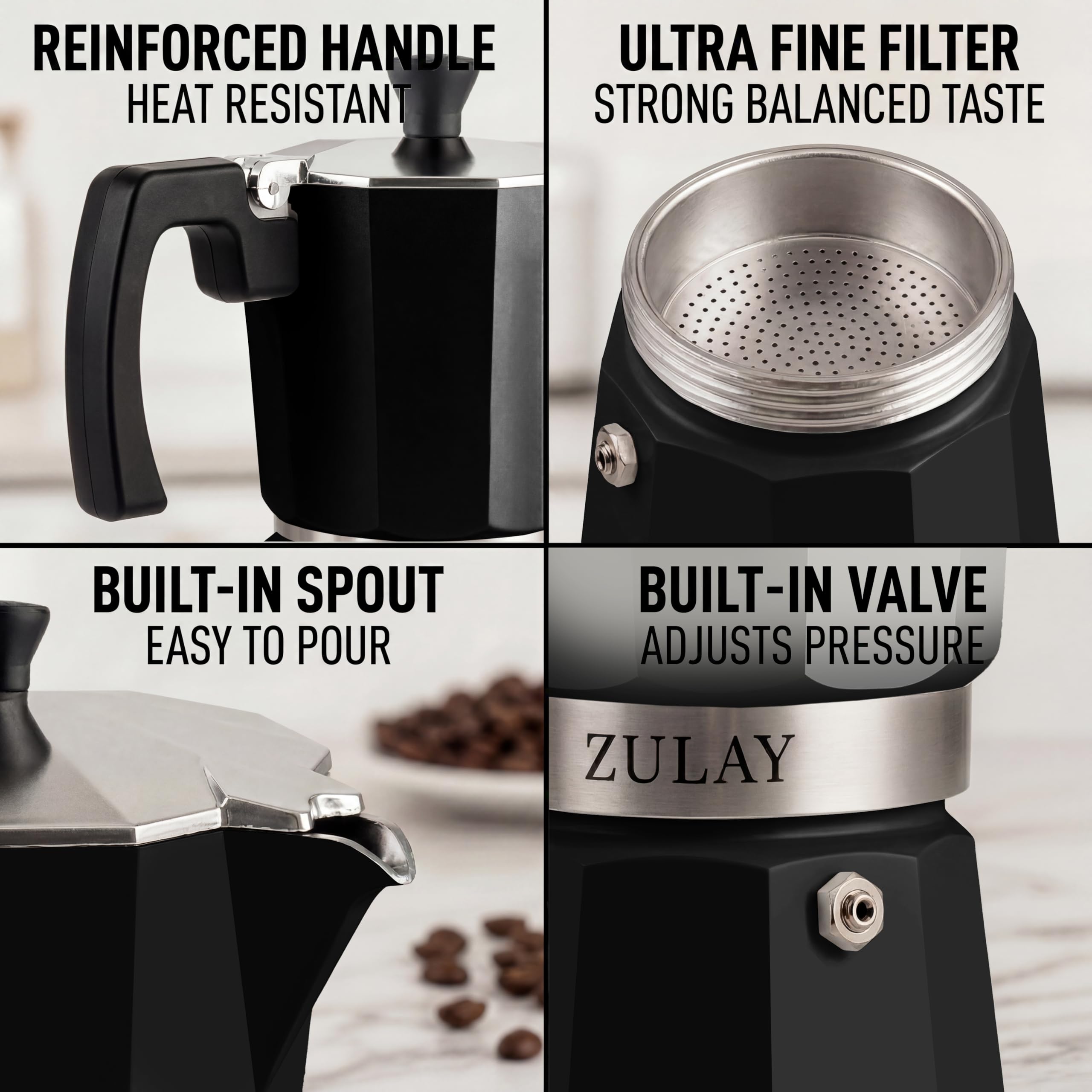 Amazon.com: Zulay Moka Pot Espresso Stovetop Coffee Maker - Leak