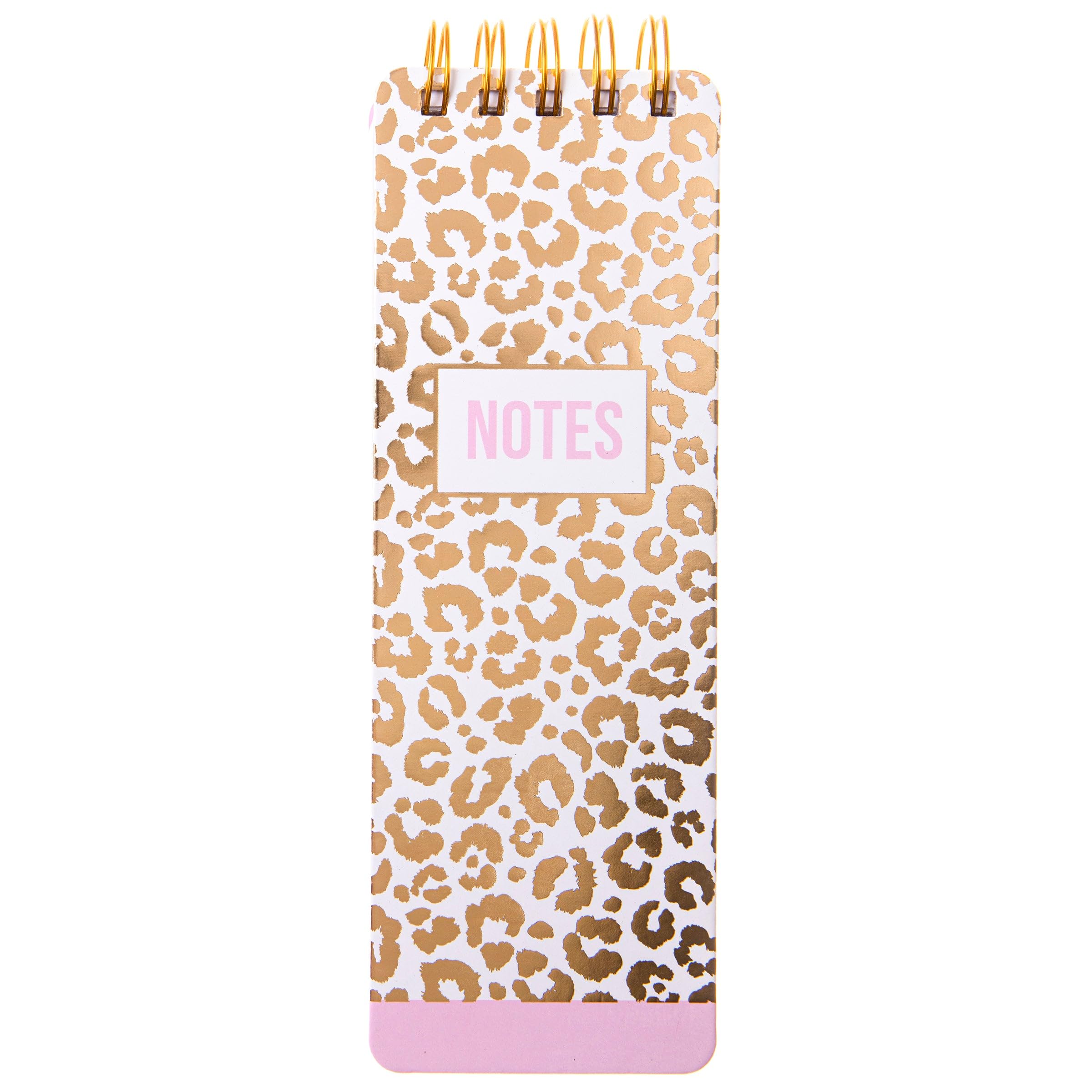 Graphique Reporter Journal, Cheetah, Embellished Gold Foil Portable Notebook, 150 Lined Sheets, 3" x 8.75" - Perfect for Note Taking, List Making and Much More, Model Number: WLP175