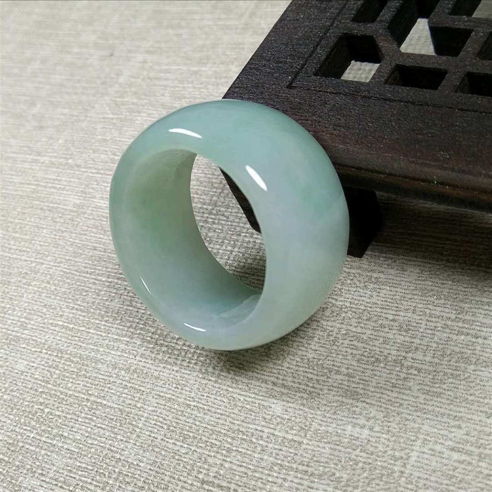 YZDKJ Natural Lovers Men's Brand Green Jade Ring Emerald Handmade Jade Rings Hand Carving Brave Troops Jade Ring Jewelry (Ring Size : 10)