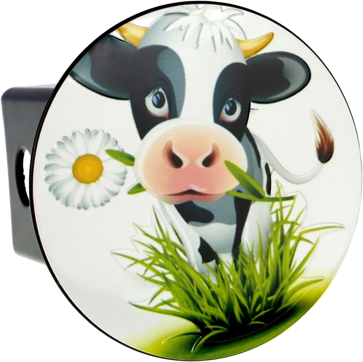 eVerHITCH Embossed Metal Emblem on Metal Trailer Hitch Cover (Fits 2" Receivers, Holstein Cow)