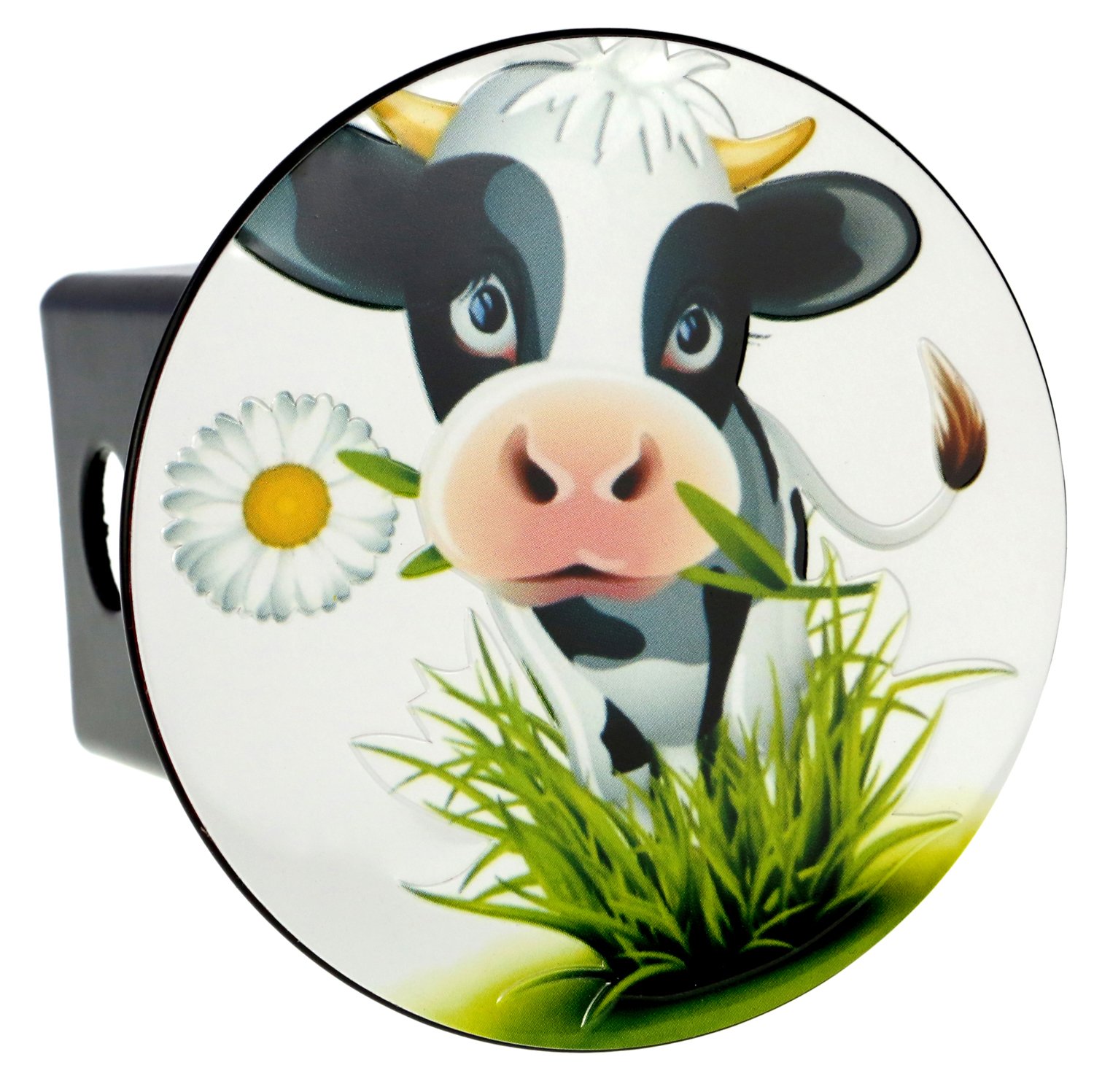 eVerHITCH Embossed Metal Emblem on Metal Trailer Hitch Cover (Fits 2" Receivers, Holstein Cow)