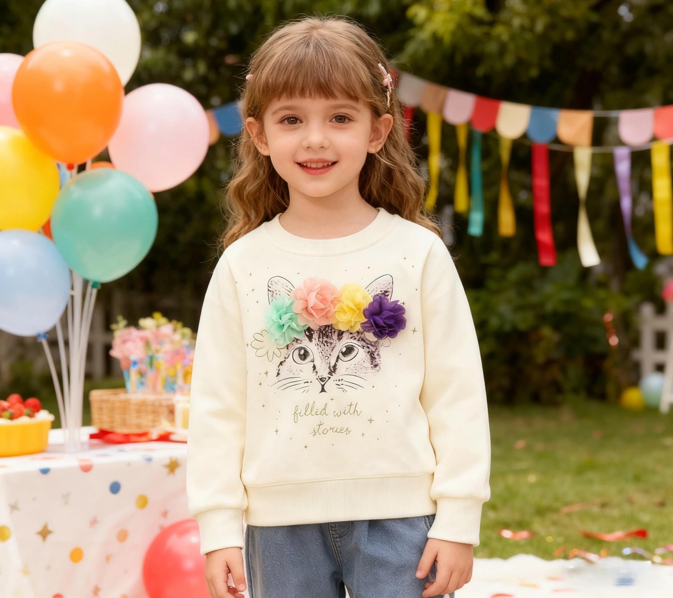 Bluza Dziewczęca Sweter dla Dzieci Uroczy Sweter z Kreskówek Dziewczynki Koszule z Długim Rękawem Wykonane z Bawełny w Wieku 2-7 Lat