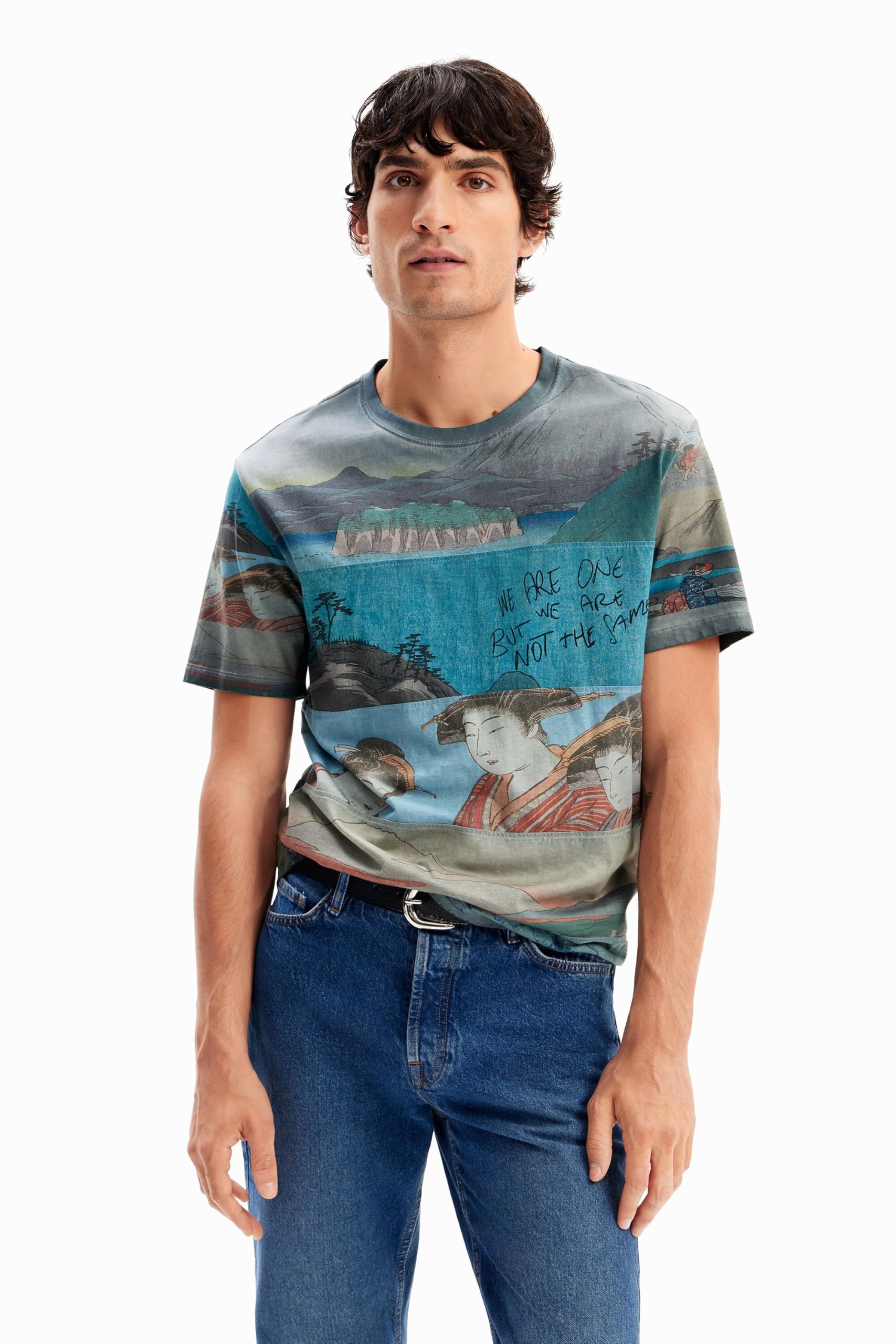 Desigual Men's T-Shirt, Brown, S