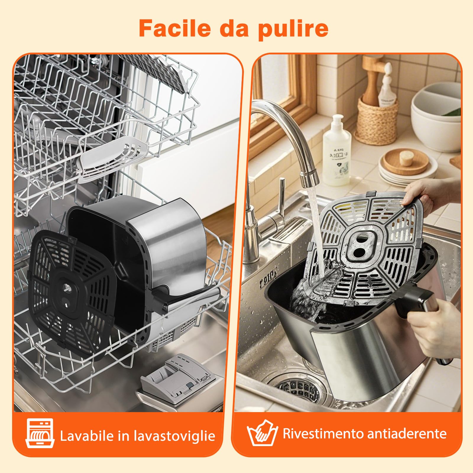 Aigostar Friggitrice ad Aria XXL 8,8 Litri, Air Fryer Doppia Resistenza, Risparmio Energetico 55%, 13 Programmi, Interno Acciaio Inox, Touchscreen & Finestra, Comunità Ricette, BPA FREE