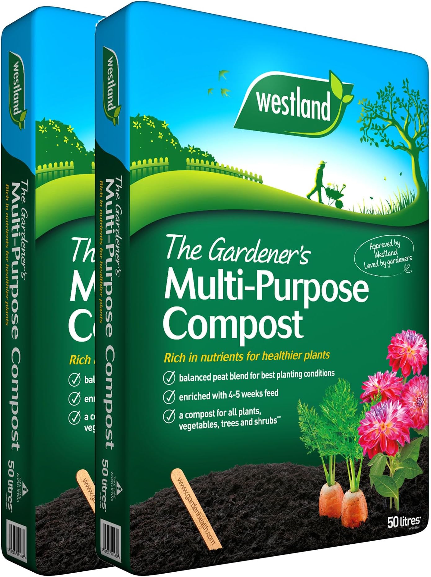 CB FUELS 2 X 60L GROWMOOR Multi Purpose Potting Compost Garden Beds Borders Pots Baskets