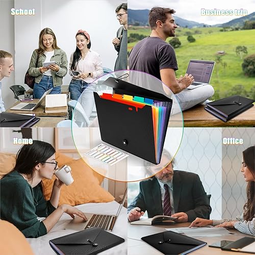 Miniatura 7 de 2 carpetas de archivos expandibles, 7 bolsillos, organizador de archivos de acordeón, tamaño carta A4, organizador de recibos de documentos, carpeta