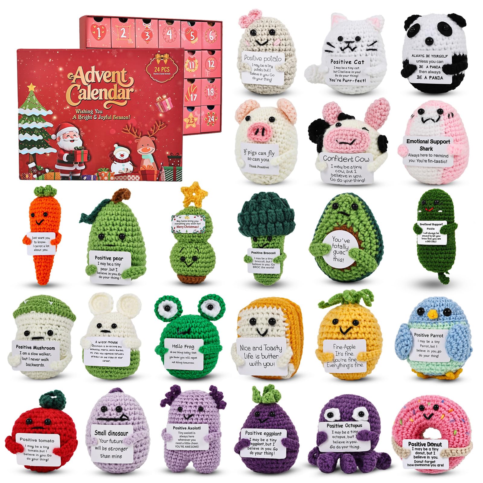 Calendario de Adviento 2026 – 24 objetos antiestrés squeeze para apoyo emocional positivo, calendario de Adviento, Regalo Navidad para novia, mujeres y hombres