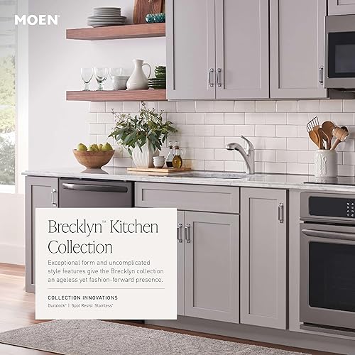 Miniatura 3 de Moen Brecklyn 87557BRB - Grifo de fregadero de cocina con rociador extraíble de bronce mediterráneo con limpiador eléctrico