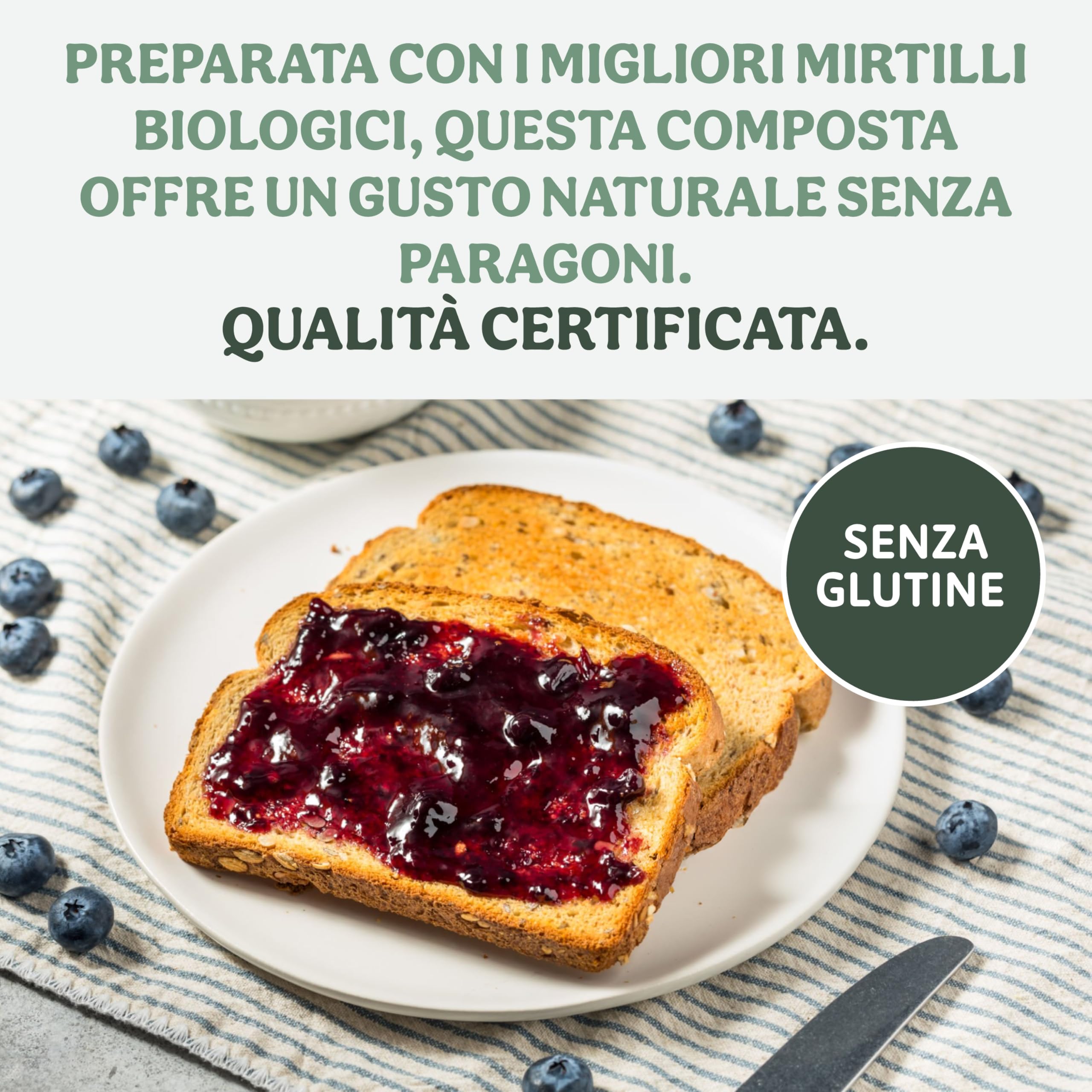 Probios Composta di Mirtilli Bio - Senza Glutine e Composta di Frutta Senza Zucchero - Dolcezza e Sapore Naturale senza Pectina Aggiunta - Confezione da 6 x 220 g