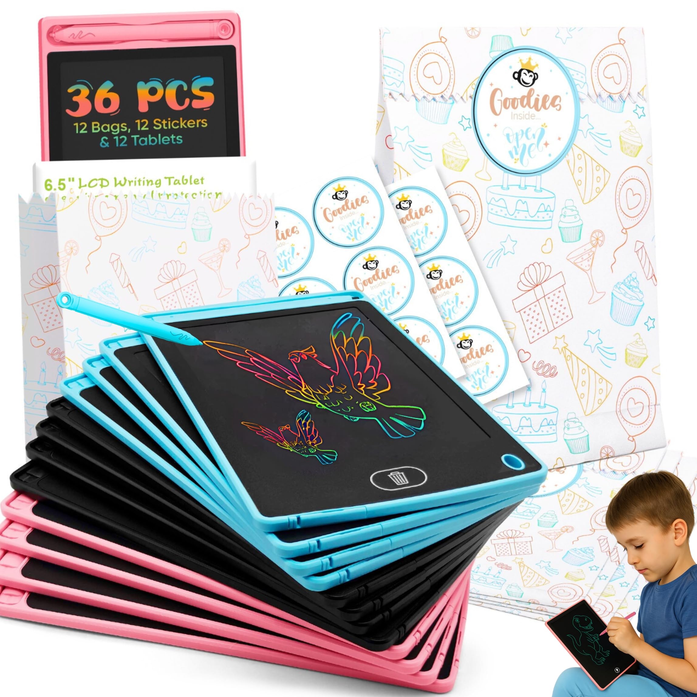 Riff Flying LCD-Schreibtafeln für Kinder 16,5 cm (6,5 Zoll) 12 Stück