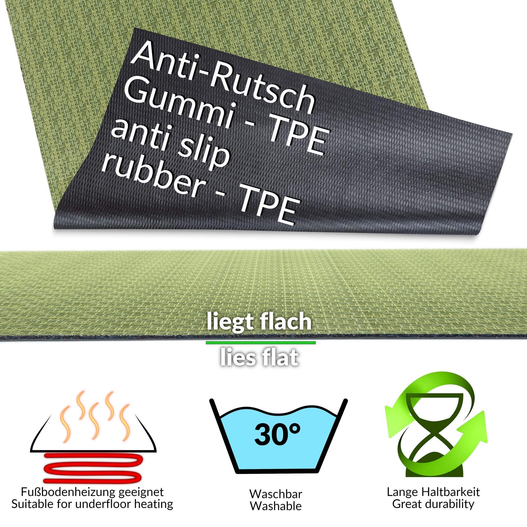 ANRO Loper, tapijtloper, gang, keukenloper, antislip, wasbaar, tapijtloper, keukentapijt, aanpasbaar, Itaca bruin, 500 x 67 cm, tot 5 m lengte