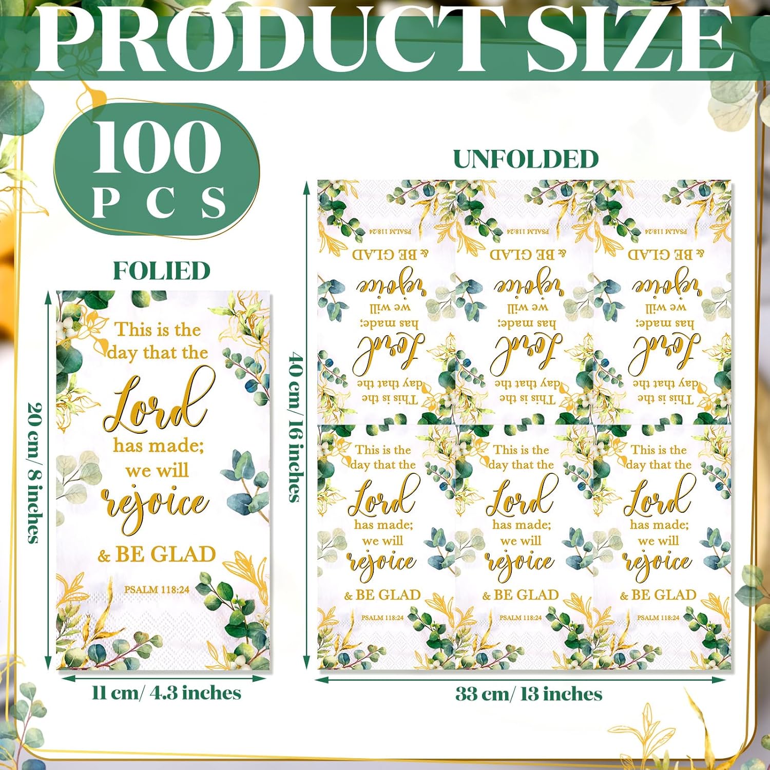 Karenhi 200 Pcs Religious Decorative Disposable Napkins 2 Ply Christian Disposable Hand Towels for Bathroom Bible Verse Paper Napkins Baptism Paper Towel for Wedding(Eucalyptus)