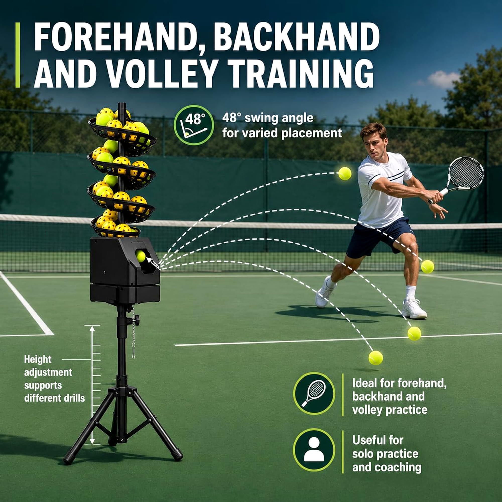 Generisch Tennisball-aufschlagmaschine, Lange Akkulaufzeit Mit Ladefunktion