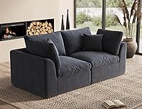 Vista 12 de Sofá tipo nube de gran tamaño para sala de estar, sofá modular convertible con otomana, de 7 plazas, blanco cálido