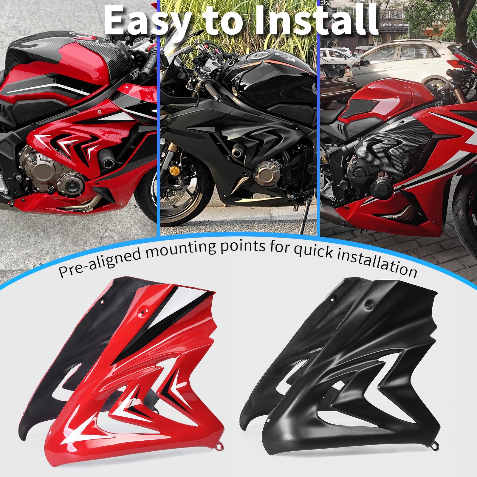 Motorrad Karosserie Seitenplatte Verkleidung Karosserie Füllung Injektionsrahmen Spoiler Seiten Cowl Abdeckung Panel für CBR 650R CBR650R CBR 650 R Zubehör 2019-2023 (Carbon-Look)