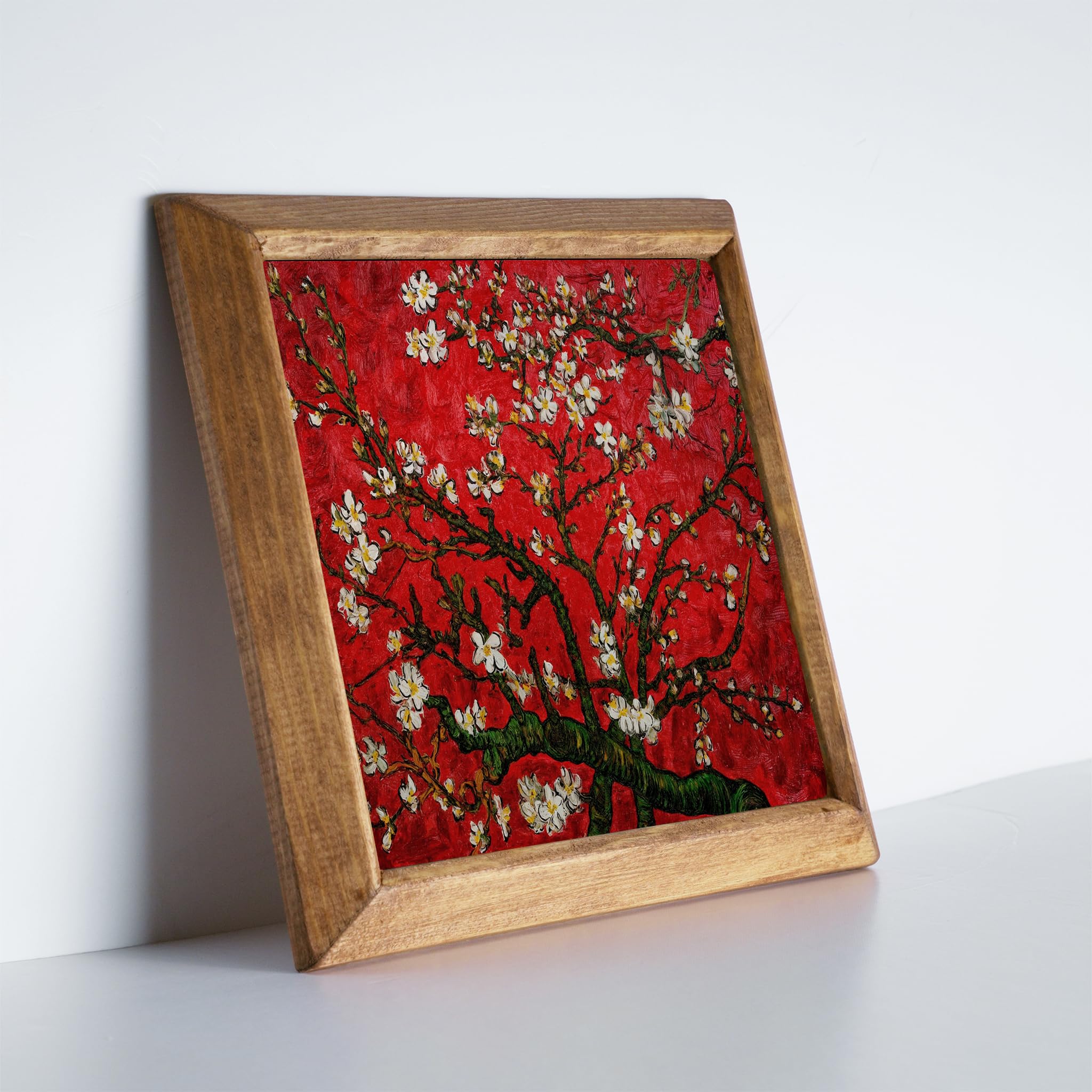 Artistry Home Multicolour Van Gogh Almond Blossom Wall Art – Wooden Framed Wall Art – Natural Stone Wall Art – Aesthetic Decorative Wall Hanging Art Perfect For Gift Purpose On Special Occasions – 25X25 Cm