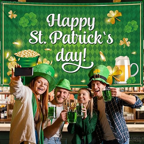 Miniatura 3 de KatchOn, Pancarta extragrande del Día de San Patricio  72 x 44 pulgadas, fondos del día de San Patricio para fotografía  Pancartas de decoración del