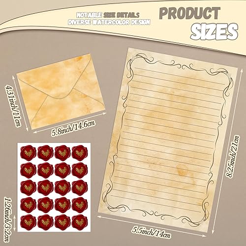 Miniatura 4 de TaoBary Juego de 160 papeles de papelería (50 papeles de escritura de doble cara, 50 sobres a juego), 60 calcomanías de puntos redondos, 10 diseños