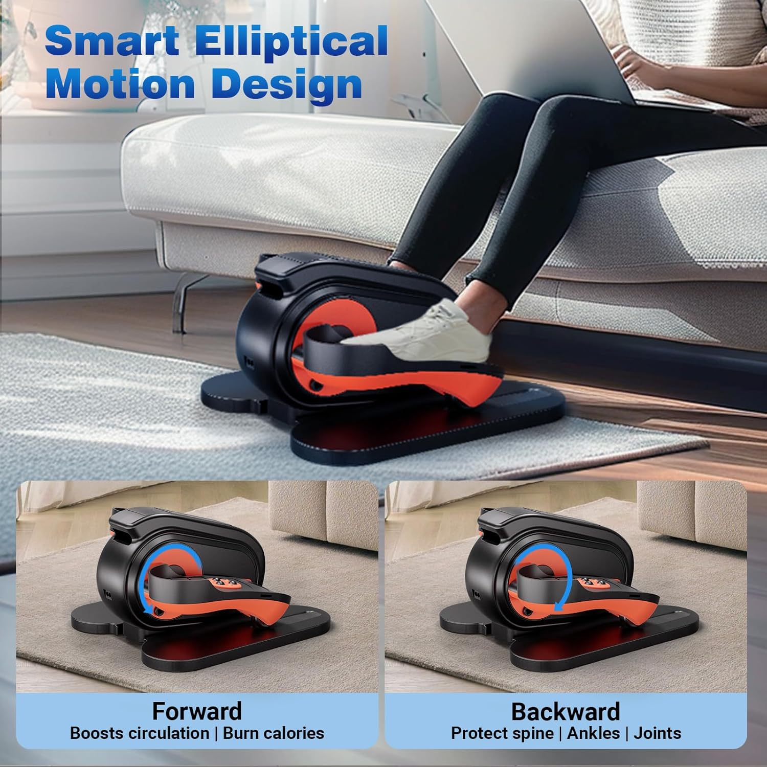 GORISE Under Desk Elliptical Exercise Machine, Leg Exerciser as Seen on TV, Seated Pedal Exerciser with Remote Control & 10 Adjustable Speed for Seniors & Women Home Ussage - Image 5